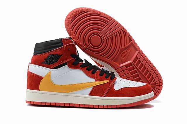 Air Jordan 1 Women's Basketball Shoes Red White Yellow Black-11 - Click Image to Close